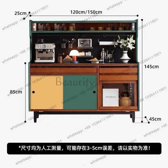 Solid wood slate sideboard home small apartment storage coffee and tea cabinet