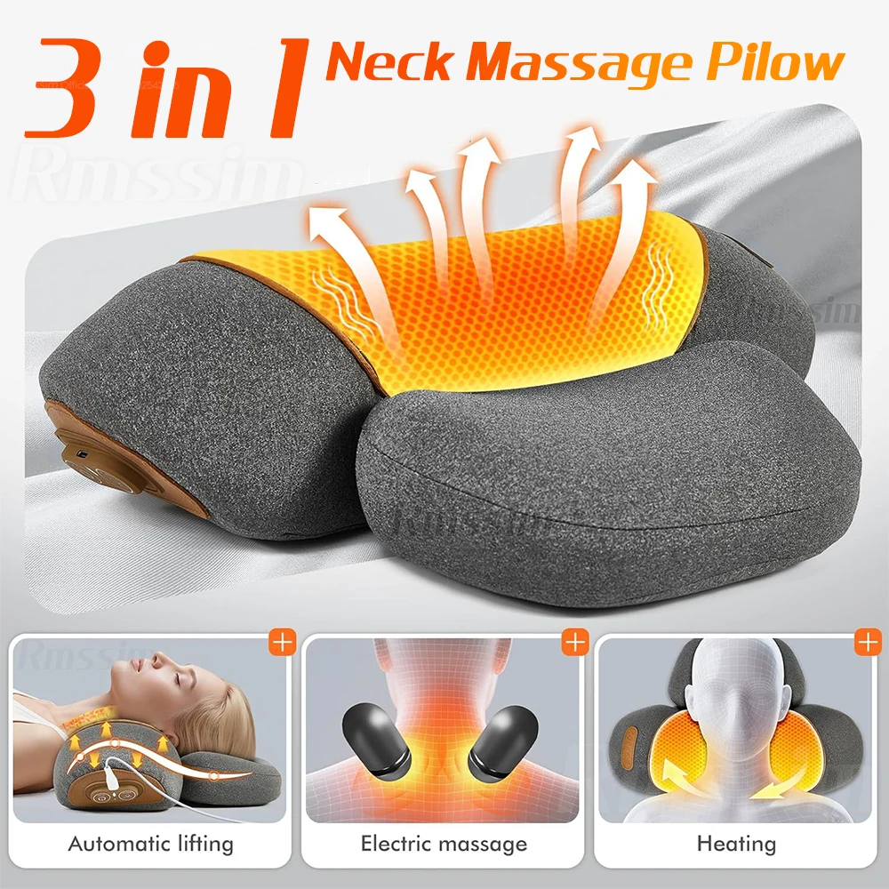 

2025 New Electric Neck Massager Pillow Cervical Heating Vibration Massage with Hot Compress Traction for Neck Shoulder Back