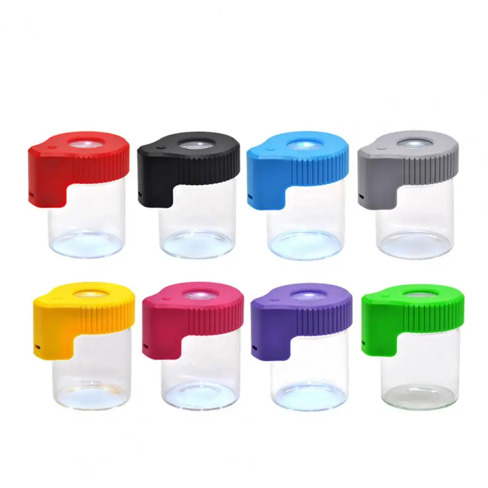 Hard Plastic Magnifying Jar Rechargeable Led Glass Jar Airtight Storage with Magnifying Glass Optimal Light Protection