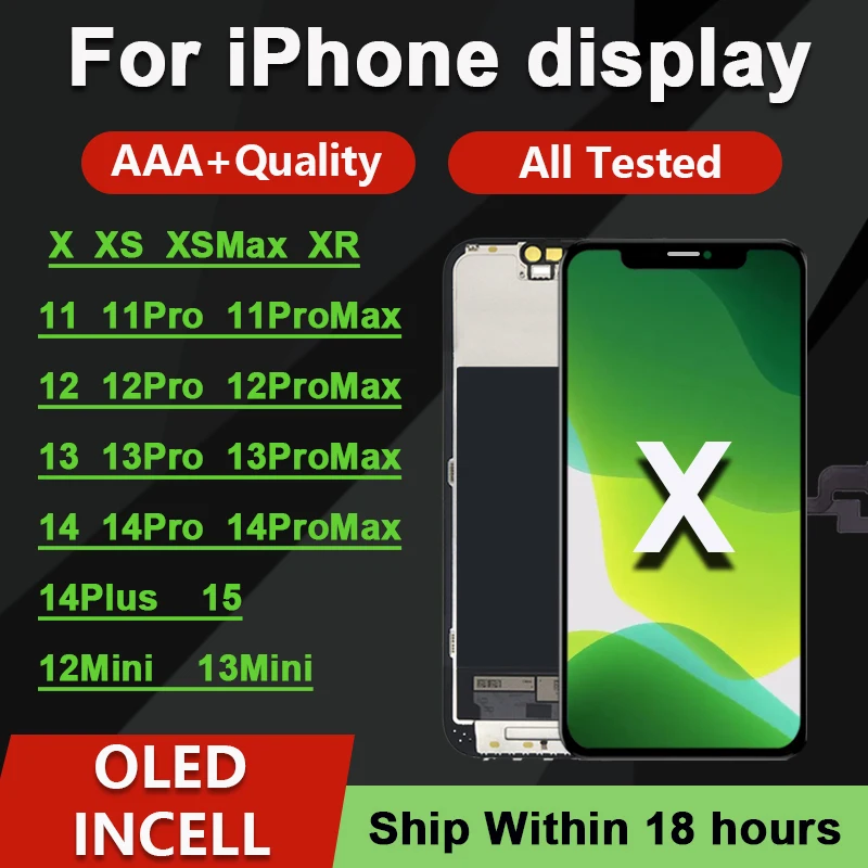 OLED For iPhone X XR XS Max LCD Incell For iphone 11 12 13 Pro Max Screen 12 13 Mini 14 Plus 15 Display LCD Digitizer Assembly