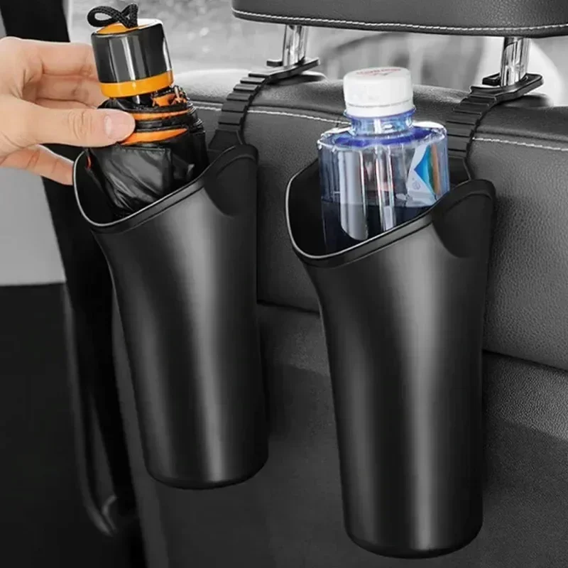 1PC Multifunctional Universal Waterproof Car Umbrella Organizer Auto Black Rear Seat Hanging Water Bottle Cup Holder Trash Can