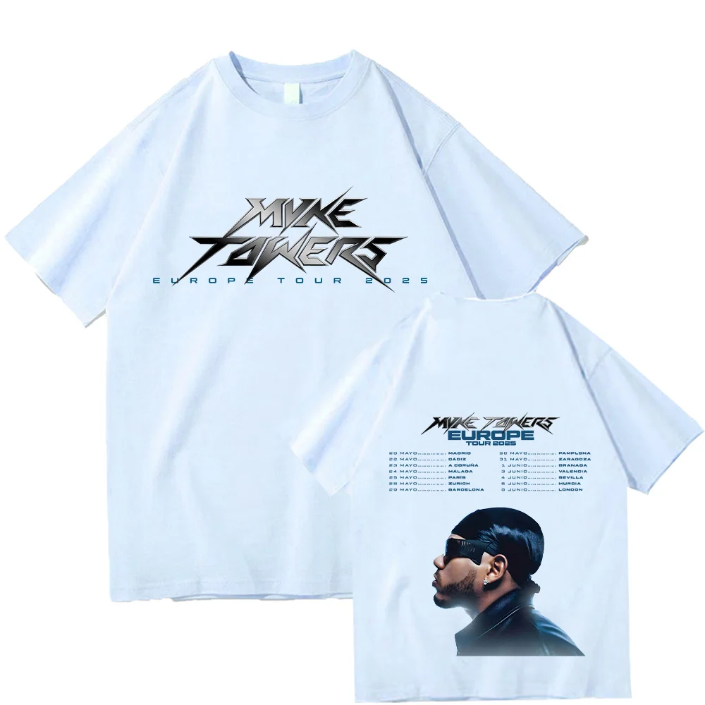 Myke Towers Eurpe Tour 2025 Tshirts Hip Hop Rapper Men Casual Cotton T-shirts Unisex Funko Pop Streetwear New Short Sleeve Tees