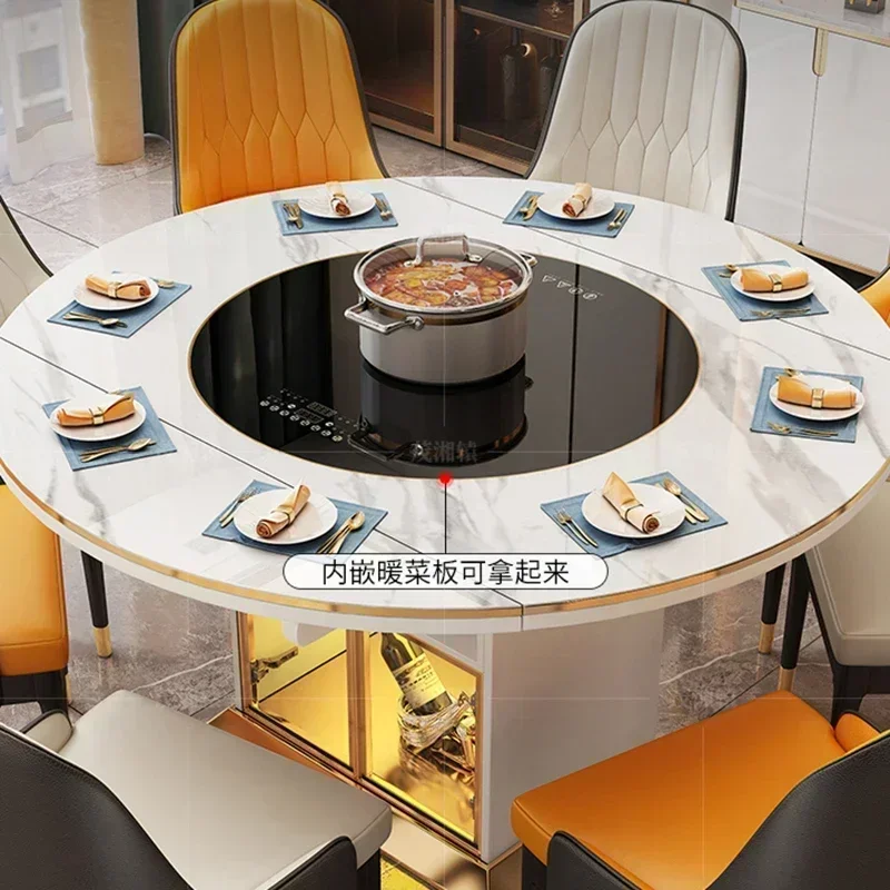 Modern Dinning Luxury Multifunctional Smart Esstische Home Furniture WSW40XP Dinner Table Round Dining Tables Set Kitchen Glass