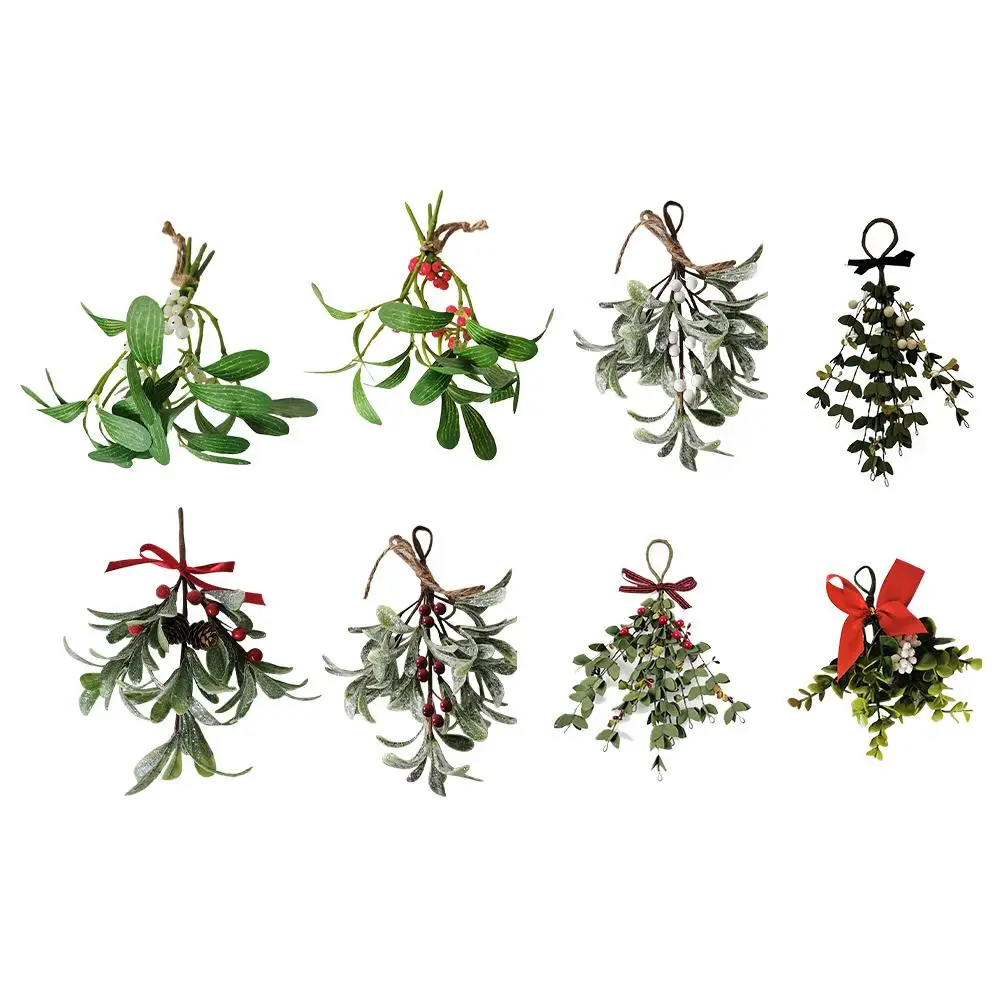 Artificial Hanging Christmas Mistletoe Holiday Home Decor 23cm Reliable Sturdy Red/White Decorative Ornament Bouquet