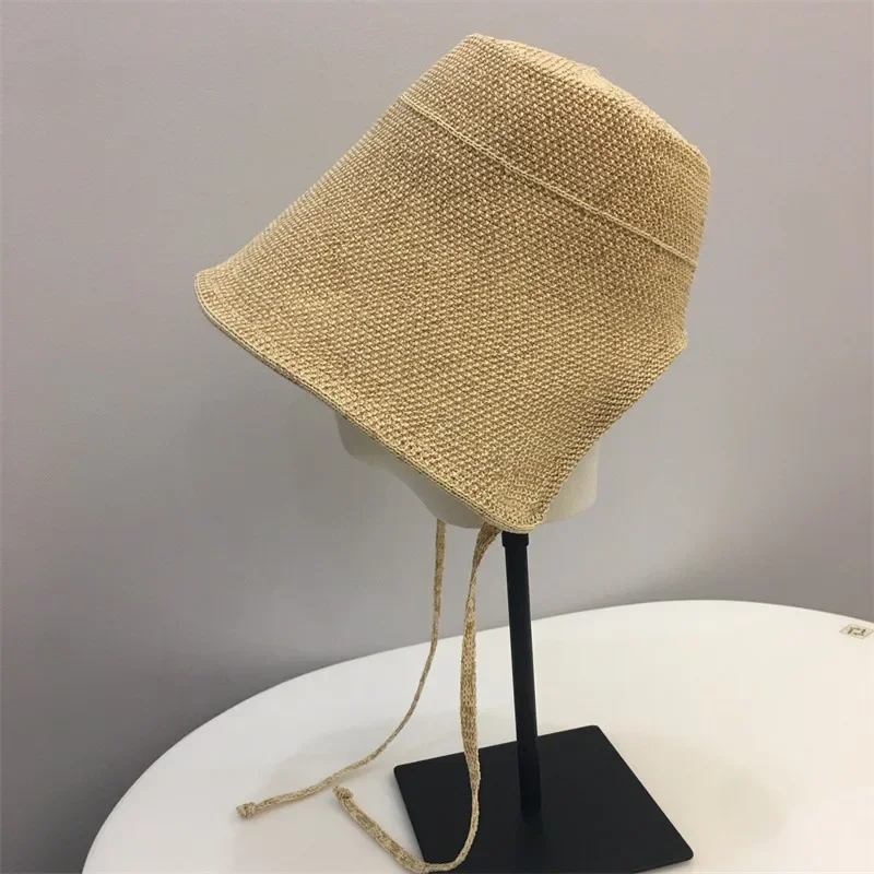 

Japanese Spring Summer Straw Hat for Women - Wide Brim Bucket Hat, Large Size, UV