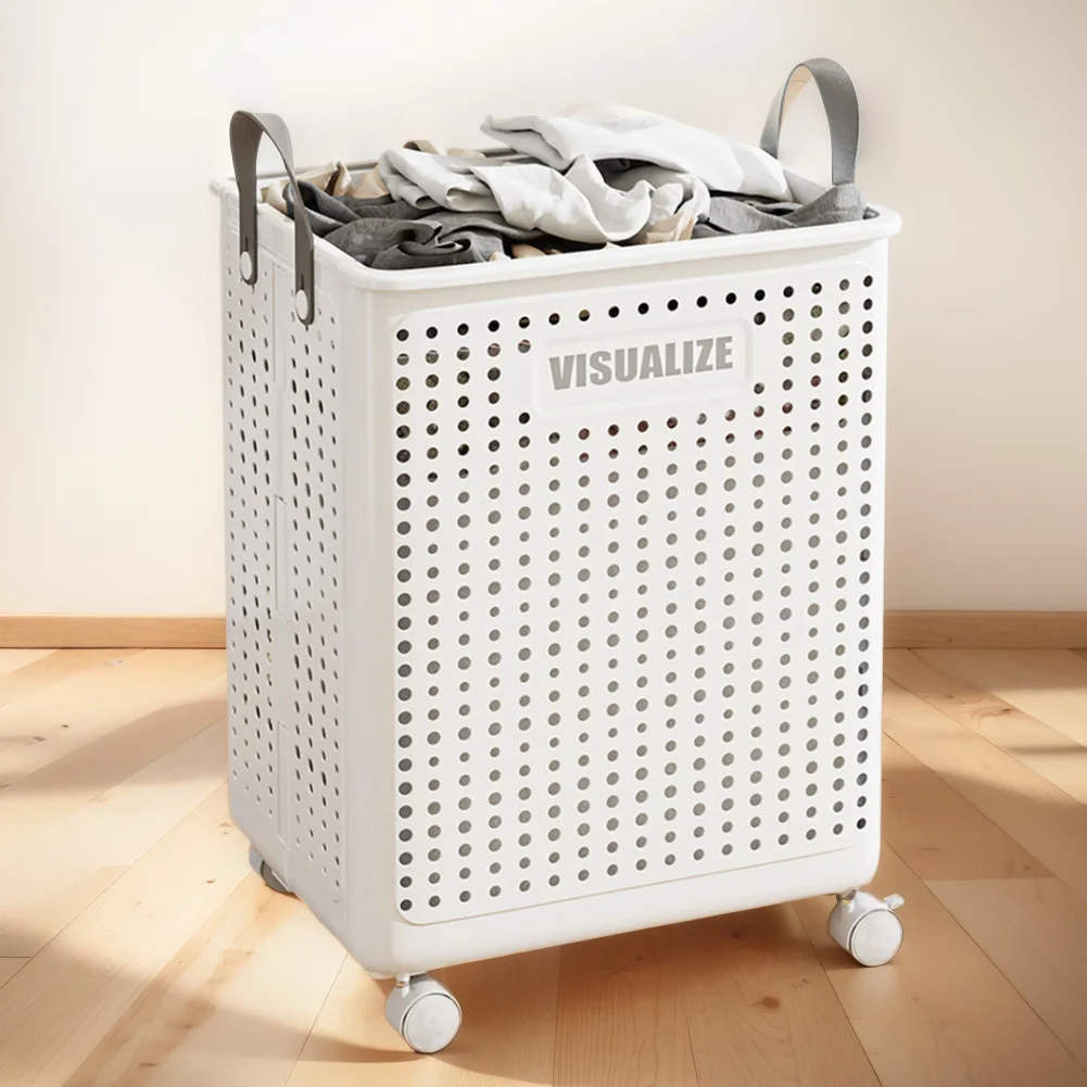 Laundry Basket with Wheels Foldable Laundry Basket Large Capacity Rolling Laundry Basket Multifunctional for Home Hotel Dorm