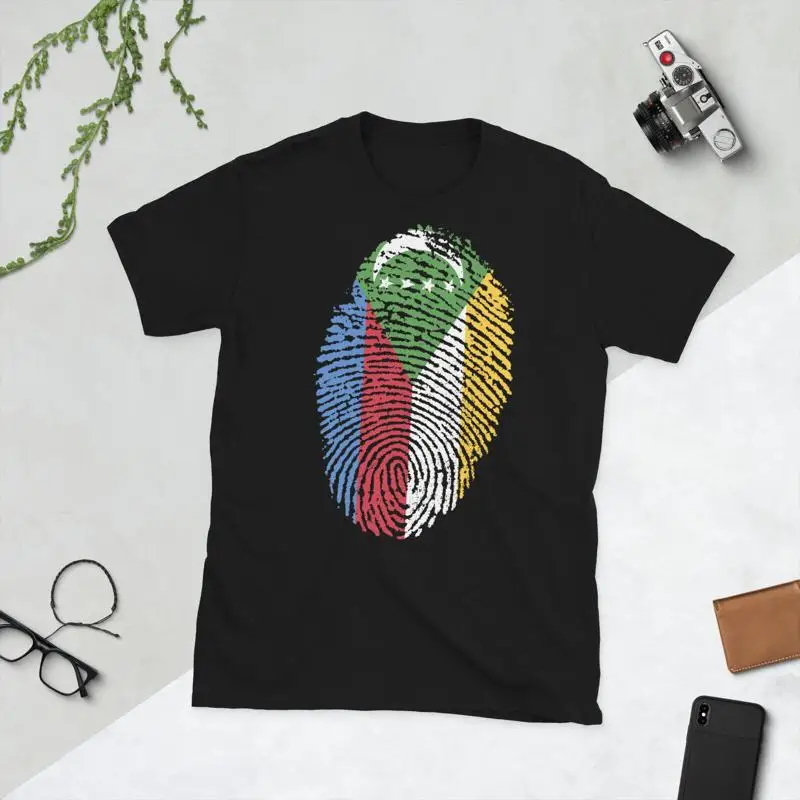 Футболка с отпечатками пальцев Comoros Comorian Identify Flag Футболка с отпечатками пальцев Comoros Comorian Identify Flag