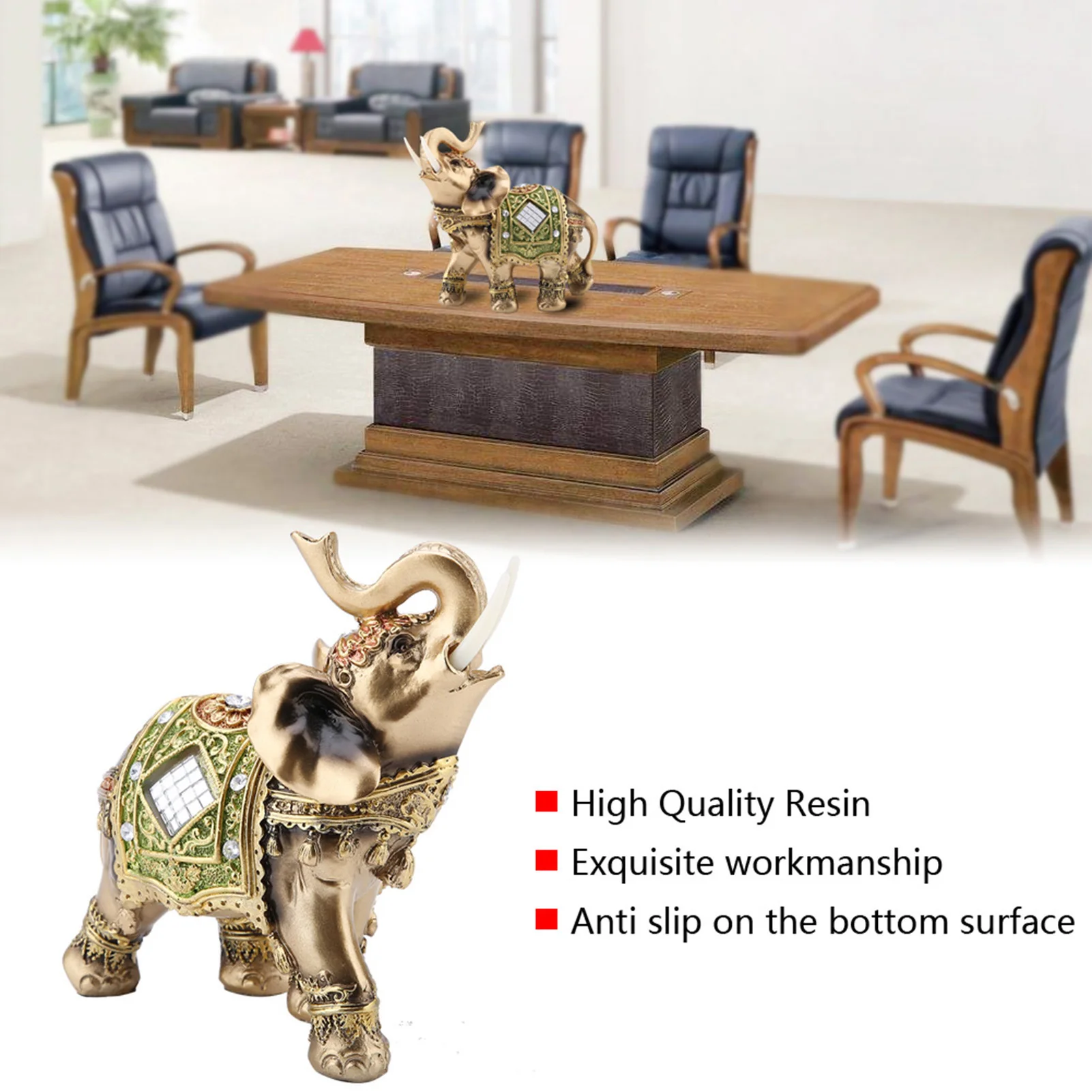 تمثال فيل فانغ شوي محظوظ ، نحت أخضر ، تمثال ثروة ، ديكور منزلي ، هدية