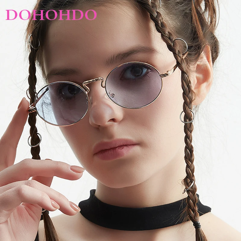 

Y2K Fashion Retro Metal Frame Round Sunglasses Lady Luxury Brand Design Anti-UV Outdoors Driving Sunglasses Oculos De Sol Gafas