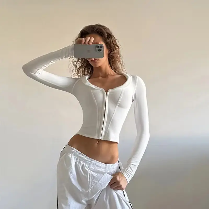 AW Sexy Club Women's T-Shirt Long Sleeve Crop Top Deep V Neck Solid Slim Fit Y2K Streetwear Blouse Casual Going Out Tops