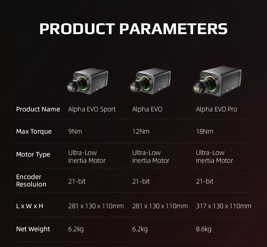 قاعدة عجلة Simagic Alpha EVO 9Nm / 12Nm / 18Nm قاعدة عجلة القيادة لمحاكاة السباق