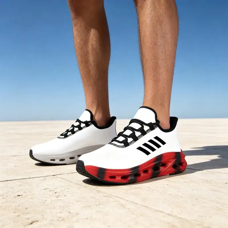 Ladies Men's Casual Sneakers，Perforated twist running shoes，Black and white diagonal stripe design，Breathable and Lightweight，Su