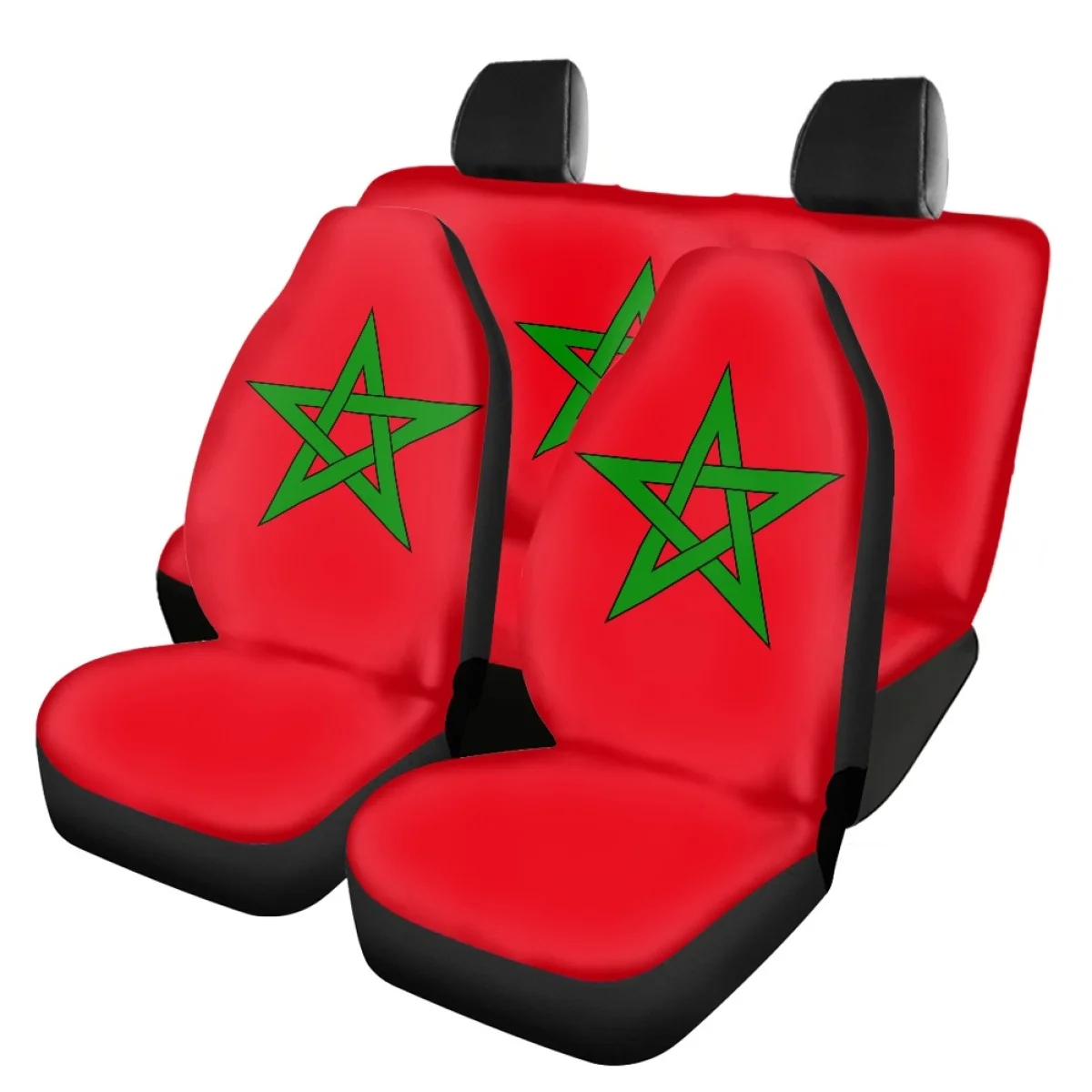 Car Accessories Moroccan Flag Front Back Car Seat Covers Full Set Pack of 4 Universal Auto Seat Protective Cover Car Decorations