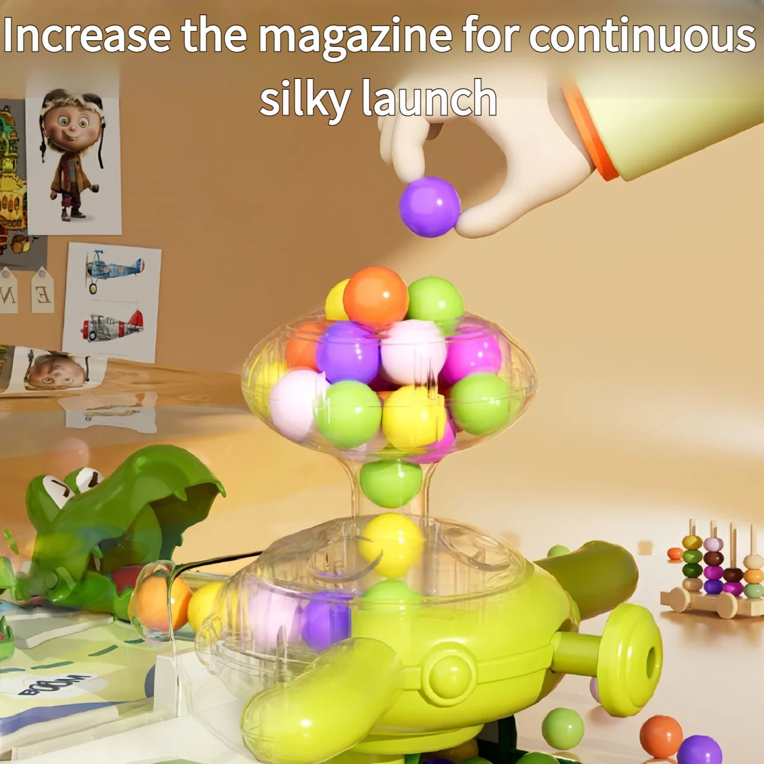 ワニピンボールシューティングマシン 電動 ライトとサウンド付き インタラクティブ教育用卓上玩具 スコアカウンター付き ギフト