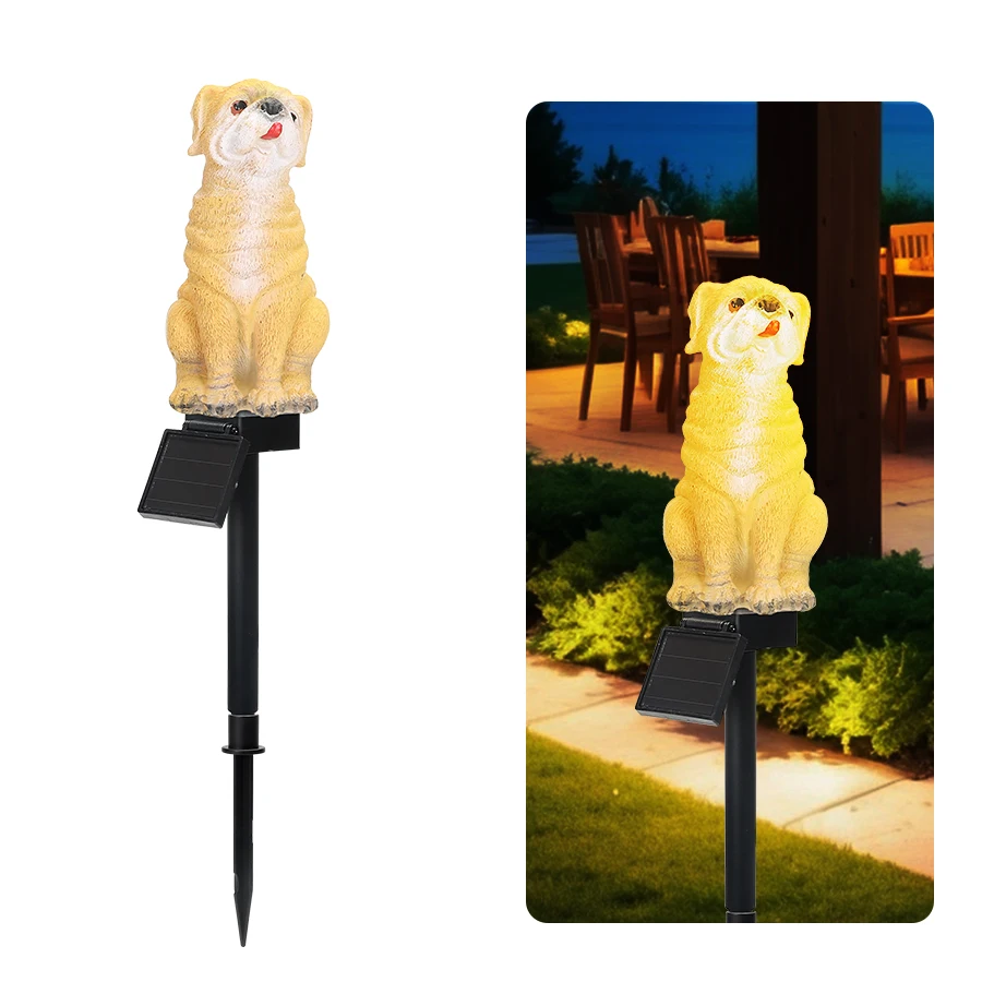 

Garden Solar Light Outdoor Decor Resin Dog Bird Owl Solar LED Light with Stake Waterproof Light for Flower Fence Lawn Decoration