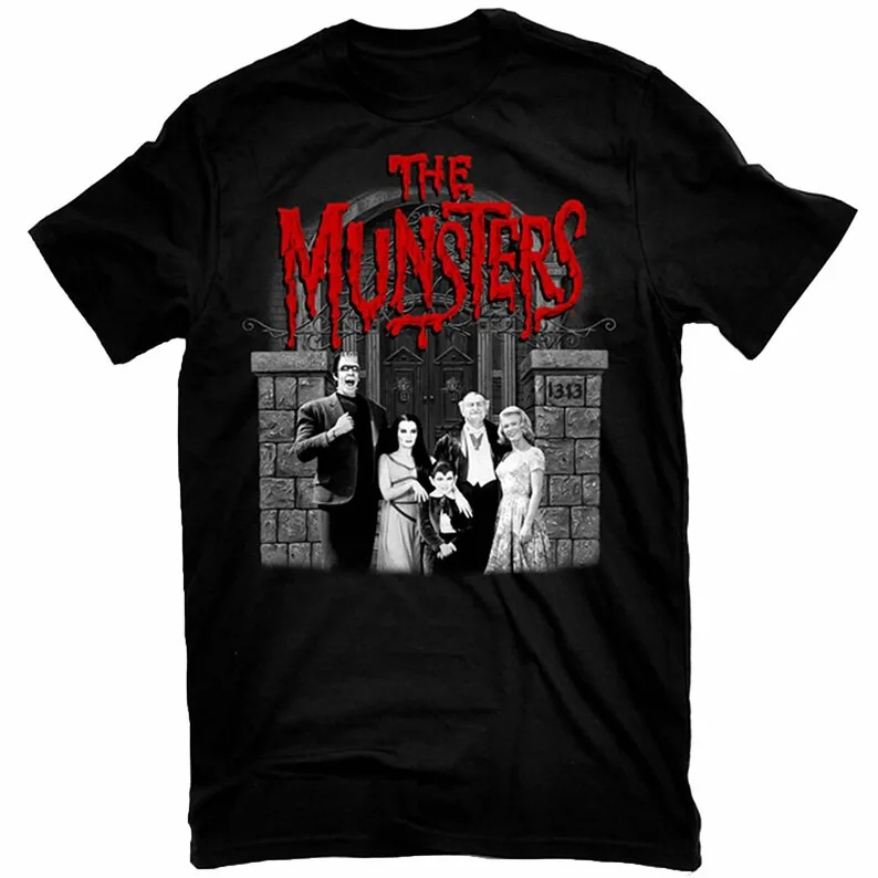 THE MUNSTERS T-Shirt Family Portrait Red Logo Tee New T-Shirt