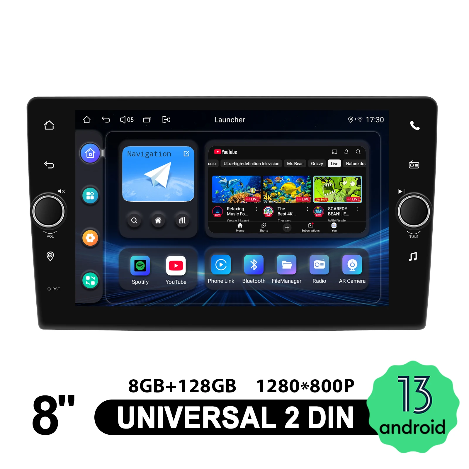 

JOYING 8"Android 13.0 Car Stereo Radio Dual Knobs Touchscreen Universal 2DIN Multimedia Player GPS Navi Bluetooth WiFi FM/AM