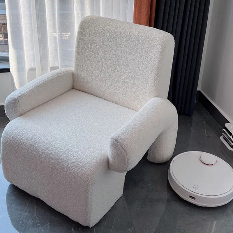 

White Modern Living Room Chairs Lounge Single Minimalist Clean Velur Chairs Bedroom Pillow Fauteuil Salon Furniture Living Room