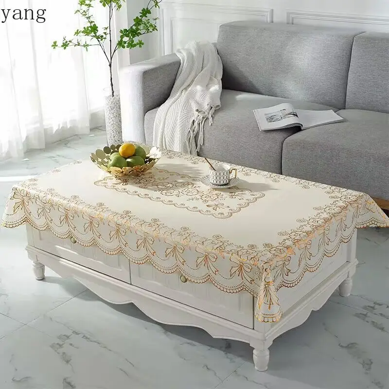 LHM, tablecloth waterproof and anti-scalding square tablecloth rectangular dining table mat leave-in plastic
