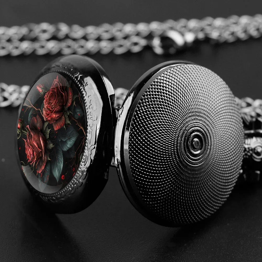 Requintado rosa cúpula relógio de bolso de vidro numeral árabe dial masculino feminino colar pingente criativo relógio vintage presentes