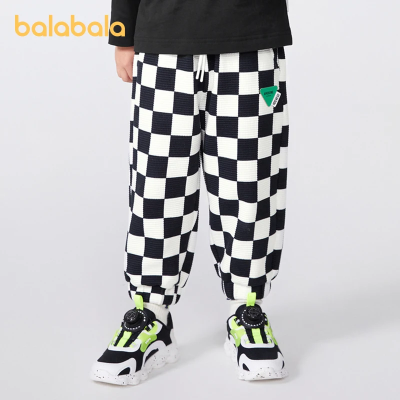 Balabala Toddler 2023 Unisex Boy Girl Trousers Trousers Autumn New Fashion Casual Waffle Pants