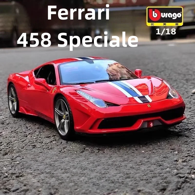 Genuine Bburago Boutique 1:18 Ferrari 458Speciale 2 Doors Opened Back To Alai Alloy Toy Car Model Metal Die-cast Toys Boy Gifts