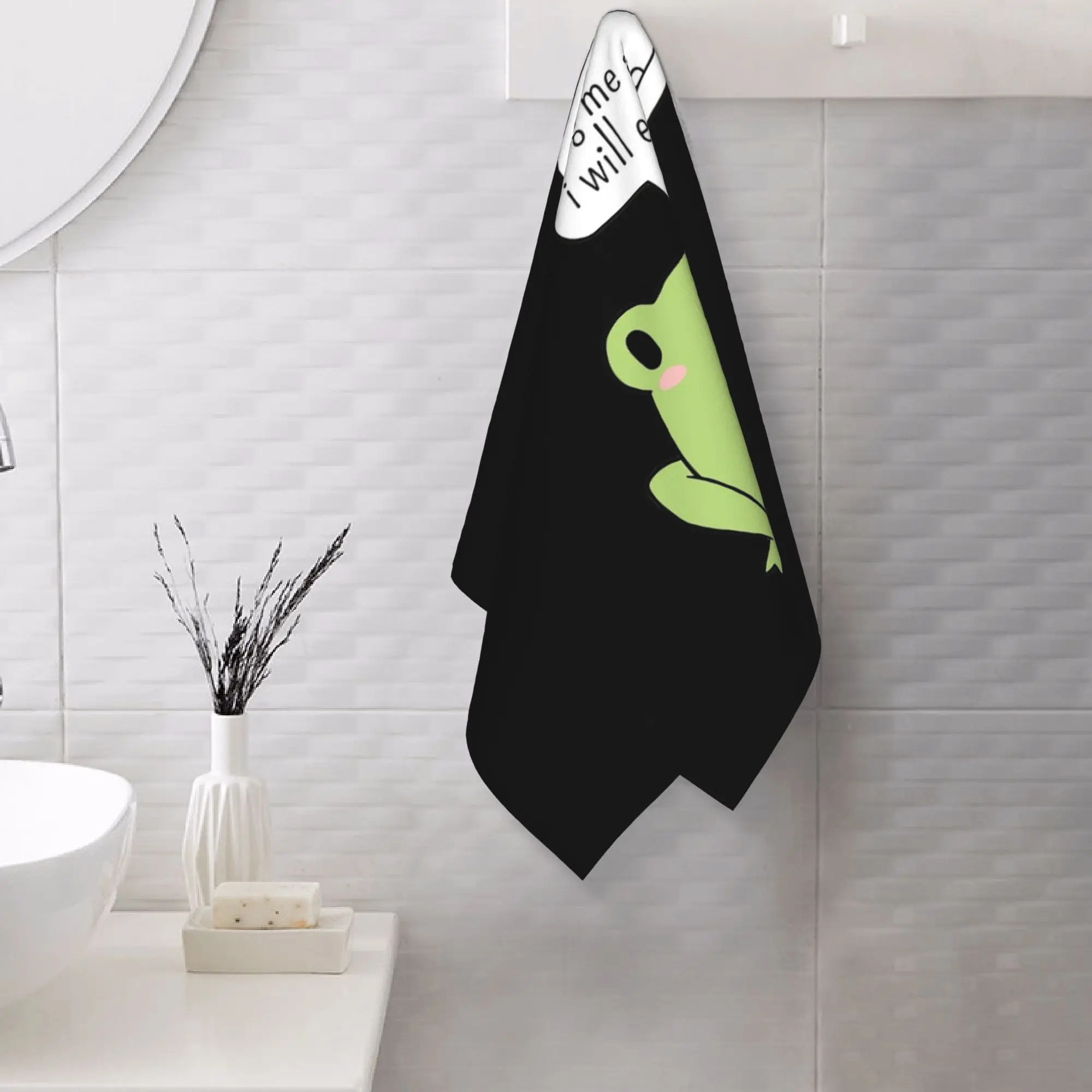 Custom Cute Frog With A Knife Soft Face Towel Quick Dry Pool Bath Cotton Towels Absorbent Quick