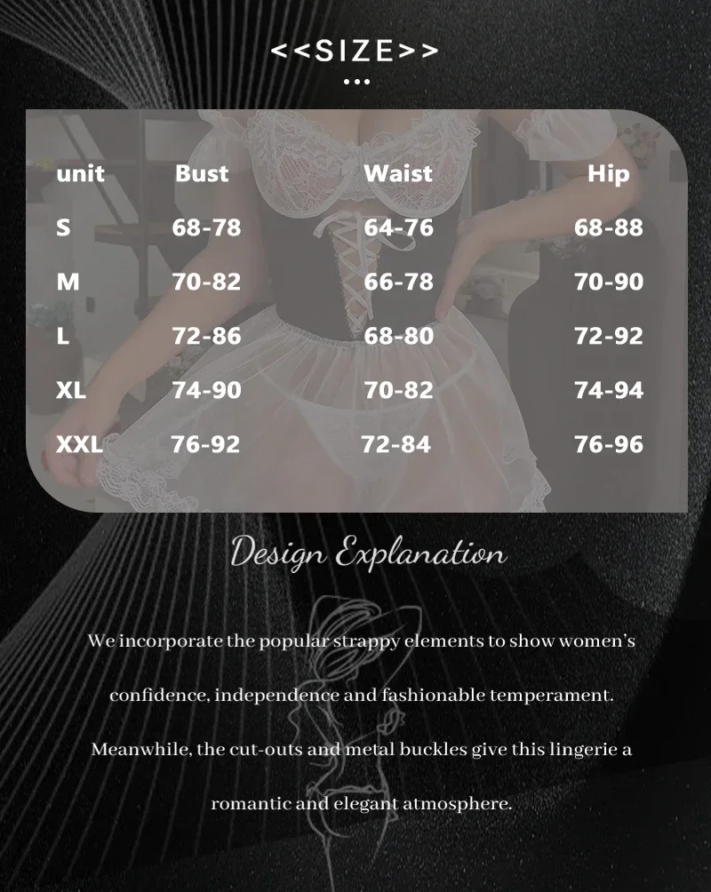 Sexy Naughty Maid Cosplay Costume più sexy Pizzo Crotchless Abito Perizoma Ragazza Set Donne Lingerie sexy Babydoll Desiderio Cameriera Sesso Uni