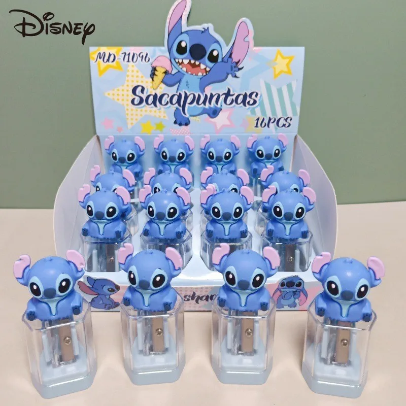 Disney 16pcs Lilo And Stitch Pencil Sharpener Hexagonal Student Single Hole Pen Sharpener Pencil Sharpener Stationery Gift