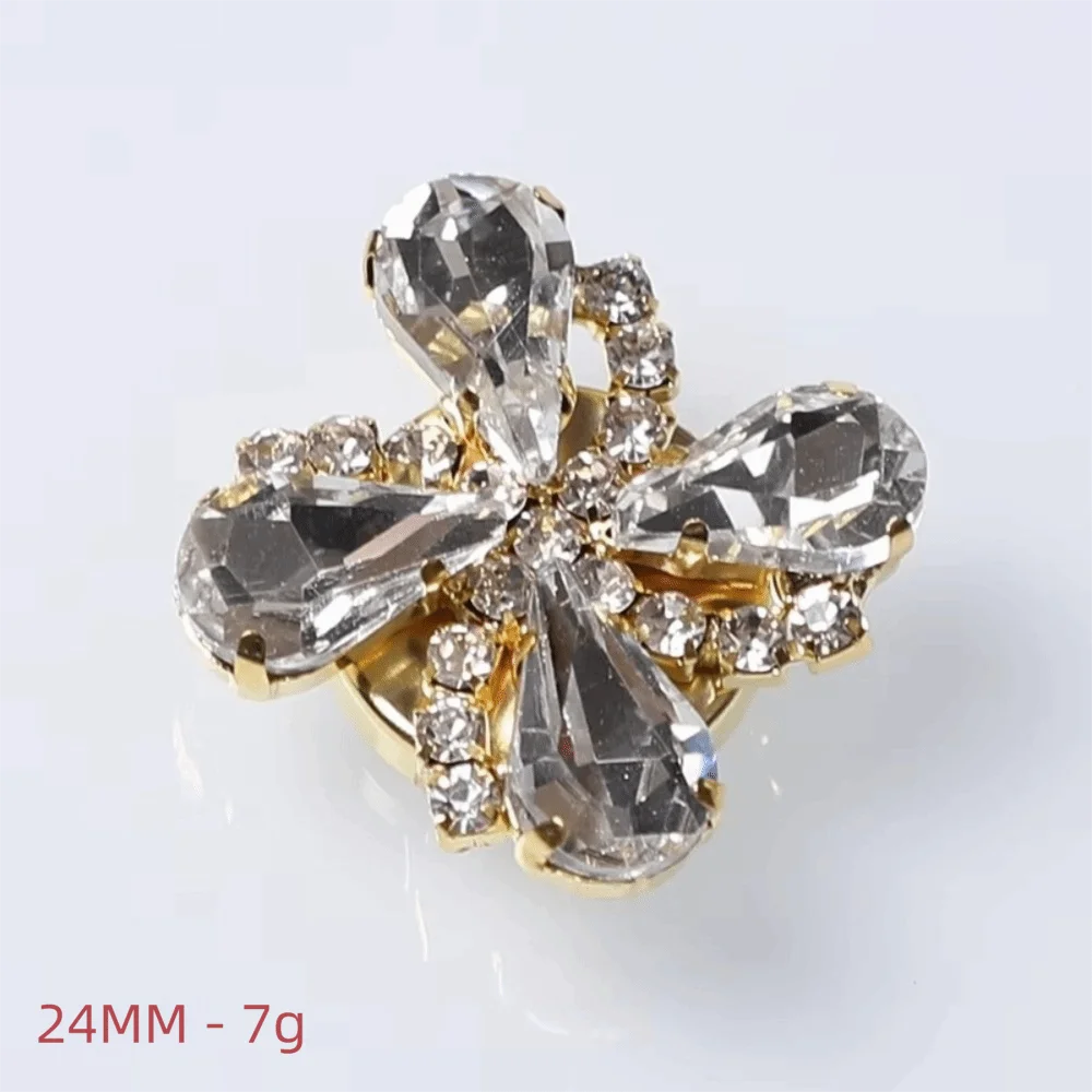 

Flower Pearl Flower Button Covers Cufflinks Alloy Golden Base Rhinestone Button Cover DIY Accessories Handwoven