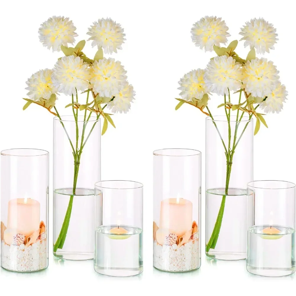 

3.3in Flower Vase Glass Cylinder Vases Set of 6 Wedding Table Decoration Home Tall Clear Vase for Centerpieces Room Decor Garden