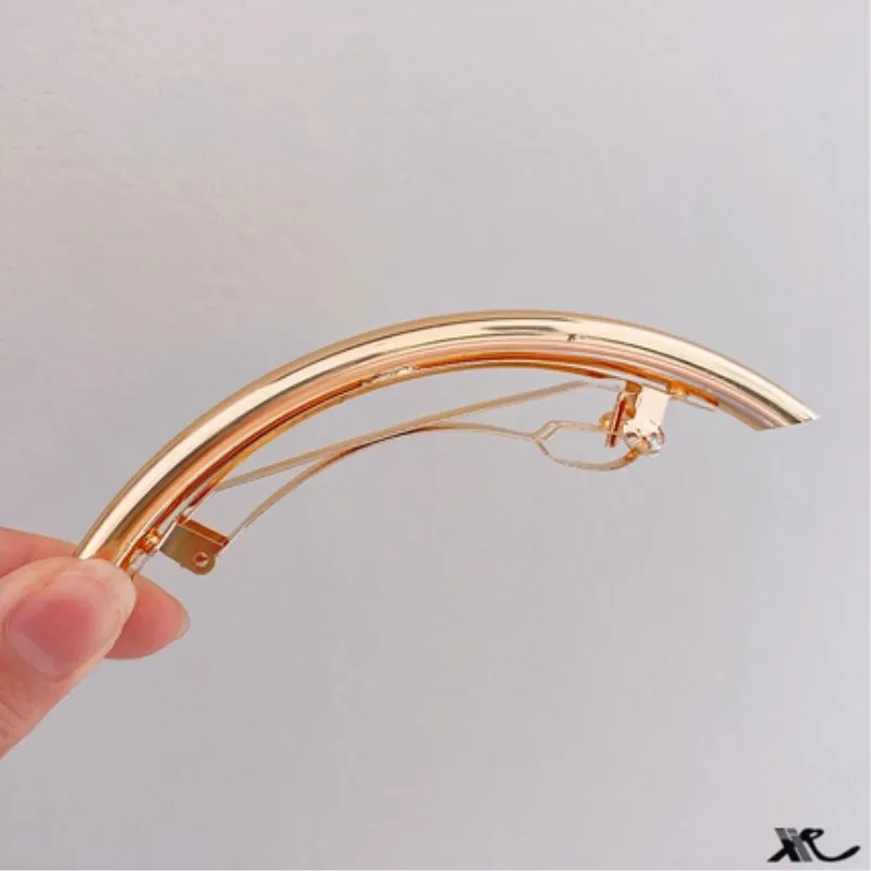 Hot Sale Fashion Women Girls Cool Long Women Hair Clips Metal Gold/Silver Plain Plated ARC Tube Big Hairgrip Hairpin Hair Clip