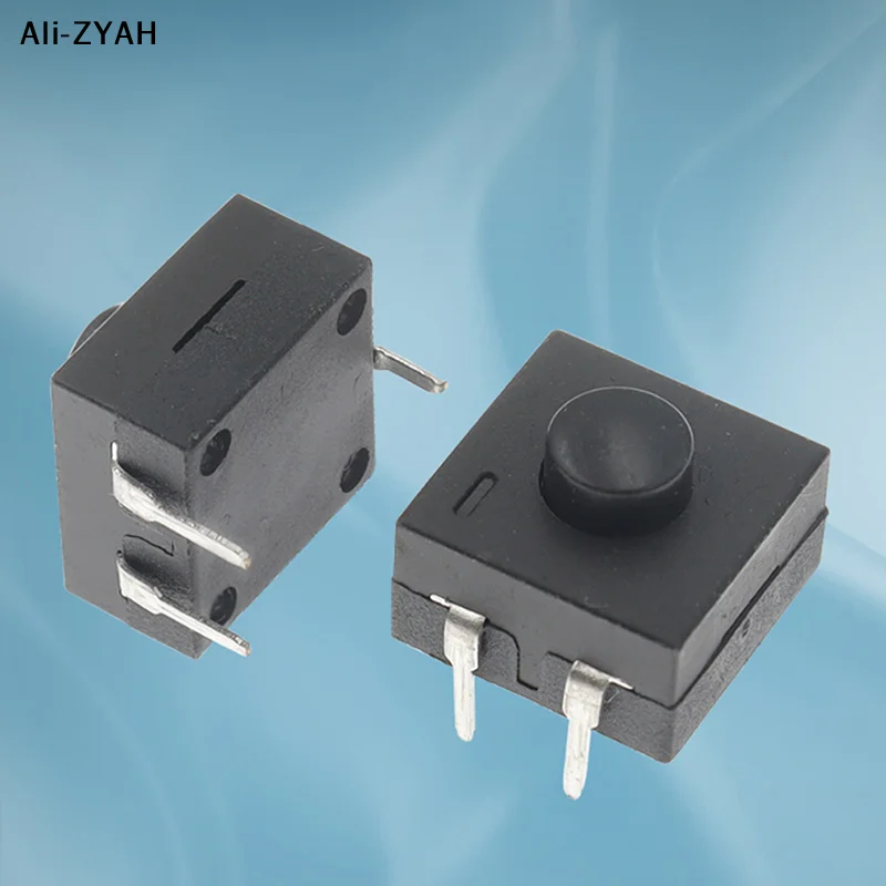

【Zy】10 шт. кнопочных переключателей для фонарика 12x12 мм, 3-контактные, вертикальные, прямого монтажа, два включения и одно выключение, черные кнопочные переключатели