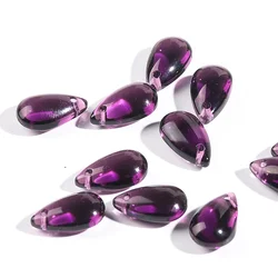 10PC 14mm Purple Smooth Crystal Drop Bead Glass Prism Chandelier Part Crystal Bead Curtain Pendant Jewelry Making Accessories