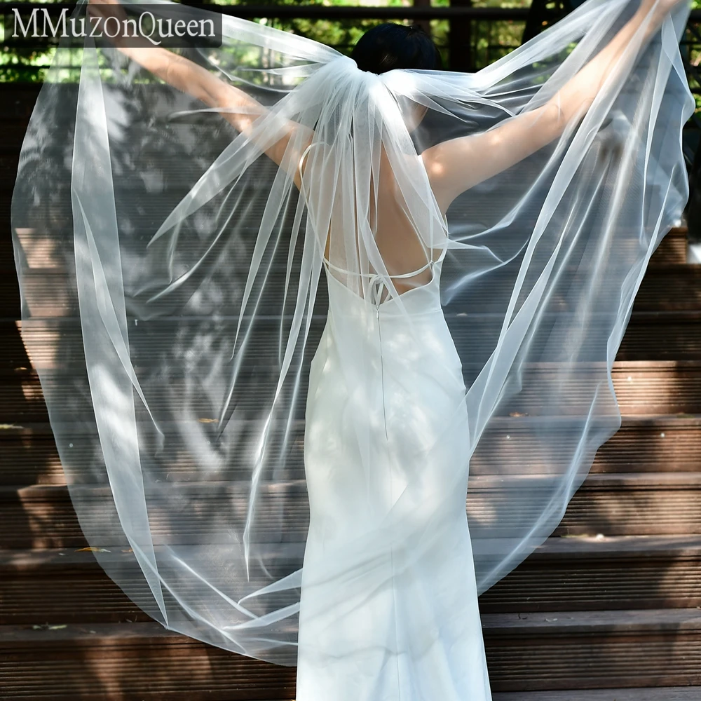 Mmq m92 weißer Hochzeits schleier 1 Tier weiche klassische Braut vei Tüll Braut schleier Frau Hochzeit Zubehör Länge kann angepasst werden