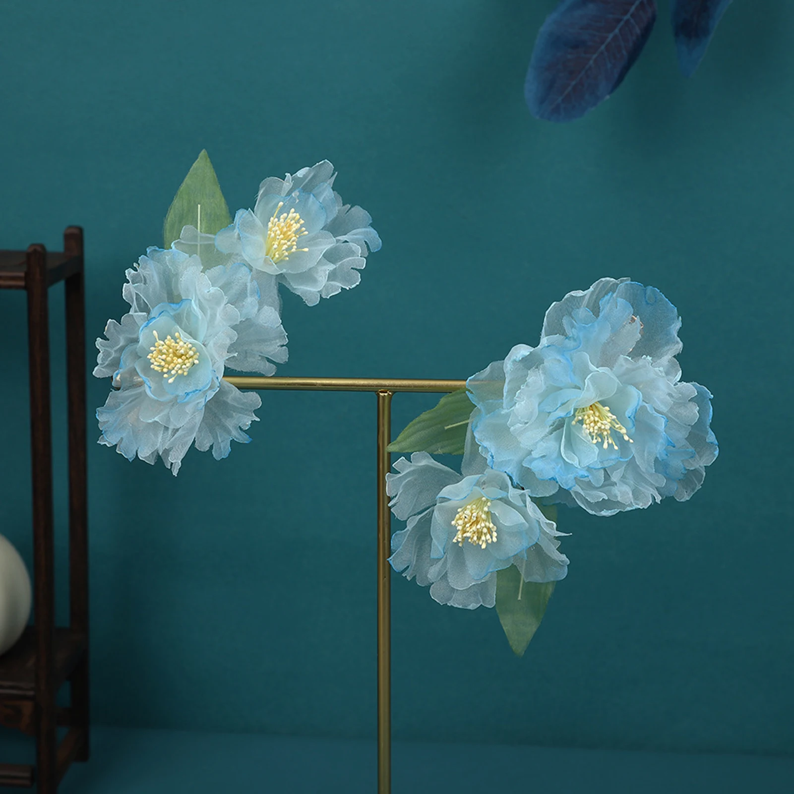 

1 пара заколок для волос в древнем стиле с шелковыми цветами, аксессуары для волос в китайском стиле, костюм Хань, заколки для волос, жемчужный головной убор для женщин