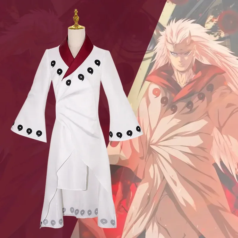 أوتشيها مادارا أنيمي تأثيري حلي ملابس بيضاء رجل هالوين تأثيري اوتشيها مادارا الملابس