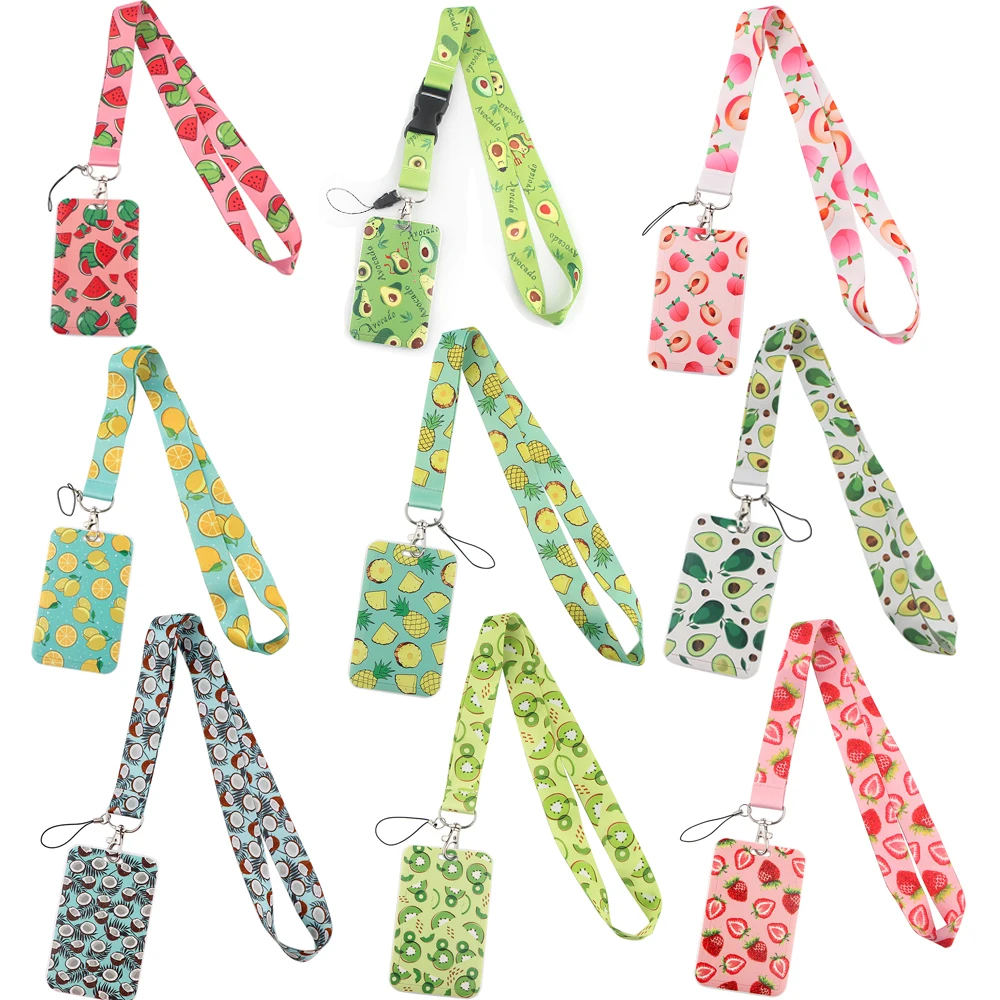 

Credential holder Summer Fruit Pattern Keychain Neck Strap Hang Rope for Key ID Card Cell Phone Straps Lemon Pineapple Lanyard