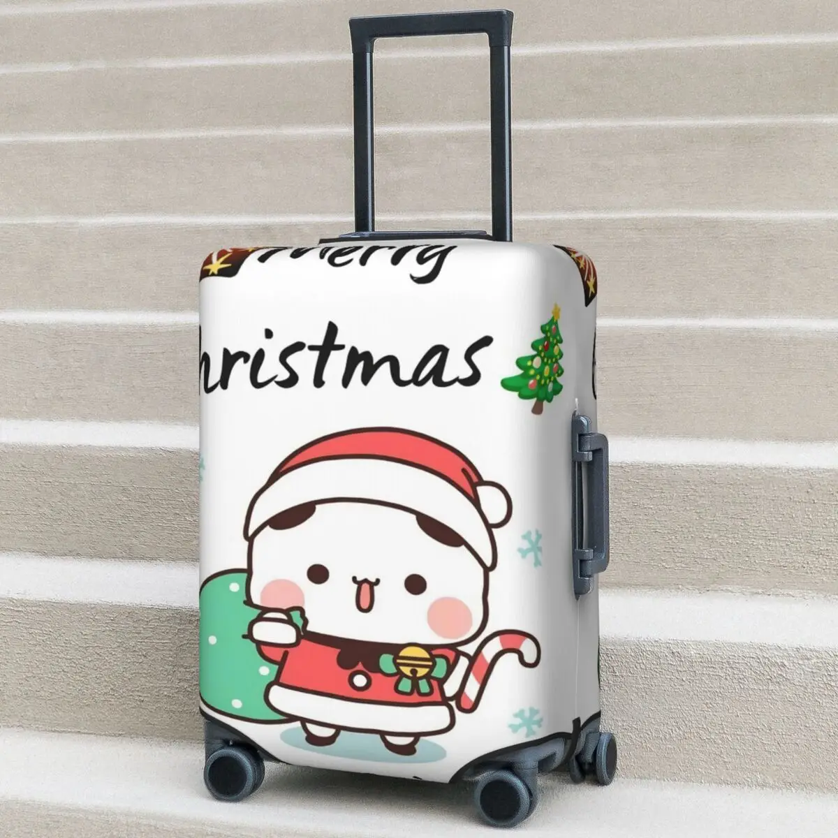 

Чехол для чемодана Bubu And Dudu с изображением Деда Мороза и елки, эластичный защитный чехол для багажа, для путешествий и отпуска