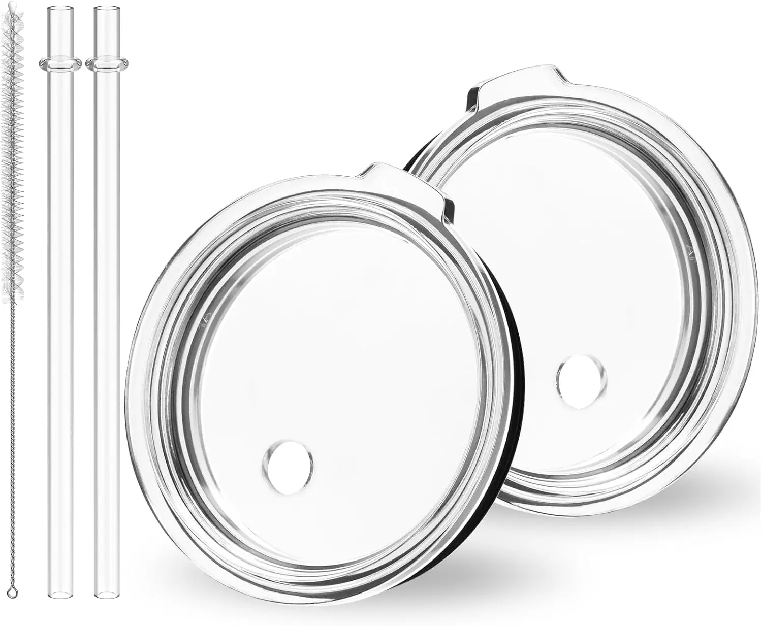 

30 oz Tumbler Lid with Straw, 2 Pack Replacement for 26 oz Cup 30 oz Tumbler 35 oz Straw Mug, Spill Proof Top with Brush
