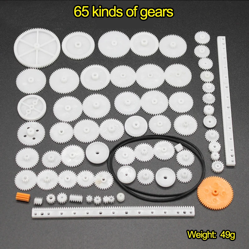 Various Gear Packages Plastic Gear Kit Bag Motor Gear Assembly 0.5 Modulus Pulley Belt Shaft Gear Worm Crown Gear Rack DIY Toy