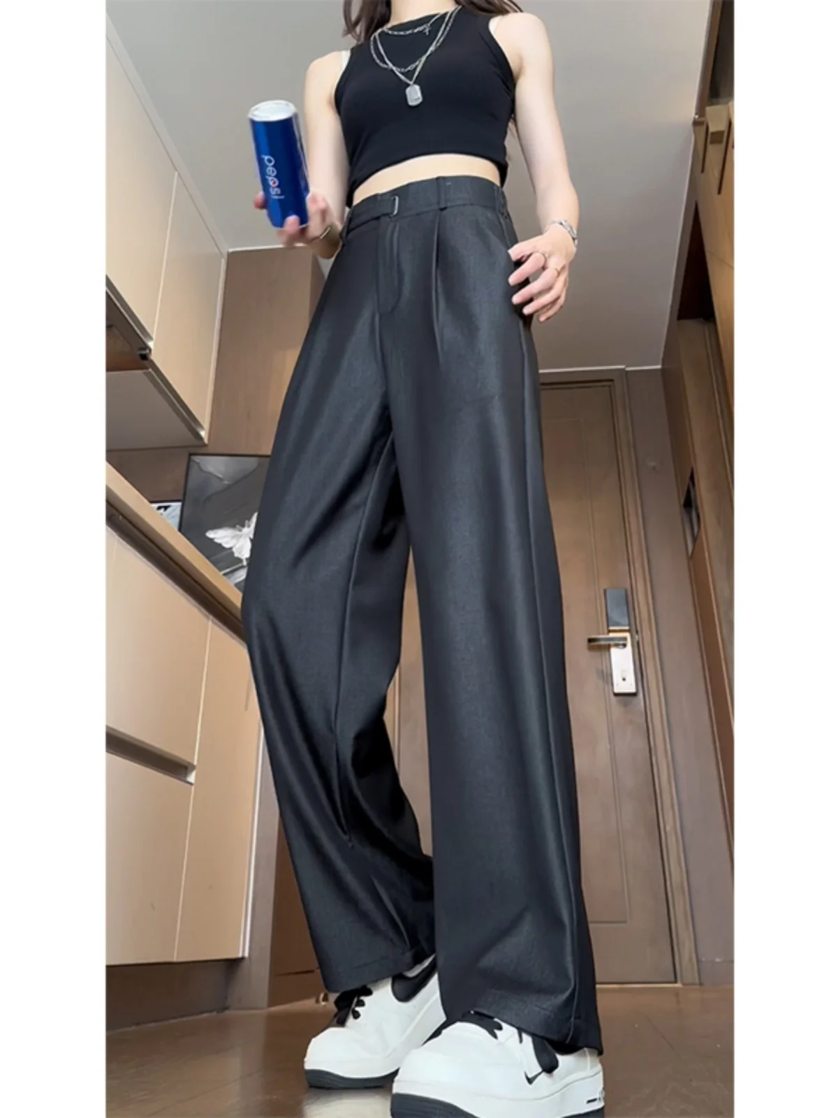 

Men's Summer Straight Leg Thin Lenzing Denim Pants Wide Leg Bla Slim Fit Suit Pants Cool Feeling Loose Fit Jeans