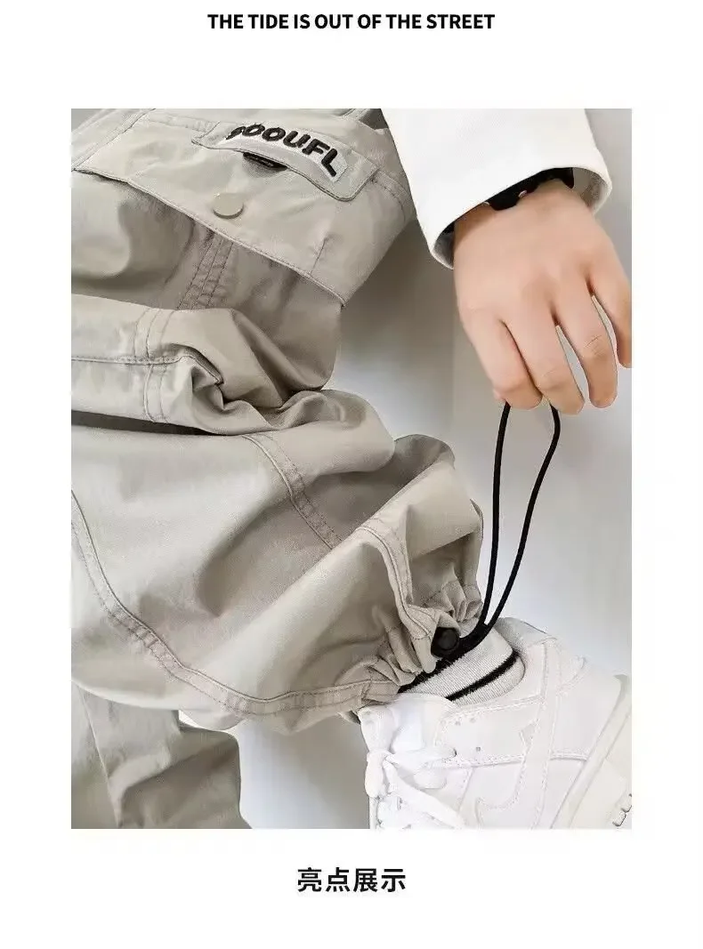ZOETOPKID Neue Jungen-Freizeithosen Herbst Kinder Lose Baumwoll-Sporthosen Schwarze Hosen für Kinder Frühling Kinderbekleidung – Detail 5