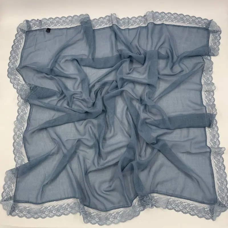 110cm New Lace Square Scarf Square Silk Scarf Tencel Cotton Square Scarf Malaysia Indonesia Headscarf Sun Protection Shawl Lace