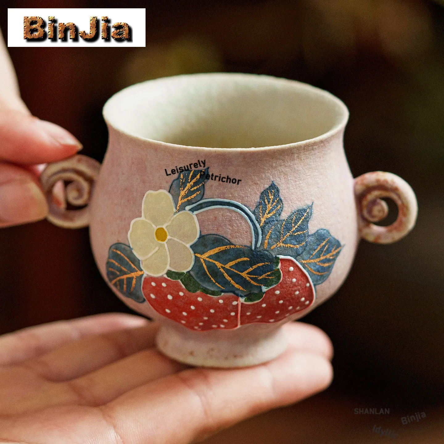 

110 мл ручная роспись клубничная чайная чашка антикварная чайная чаша кружка чайная дегустация запах чашка чажан мастер чашки коллекция посуды для напитков