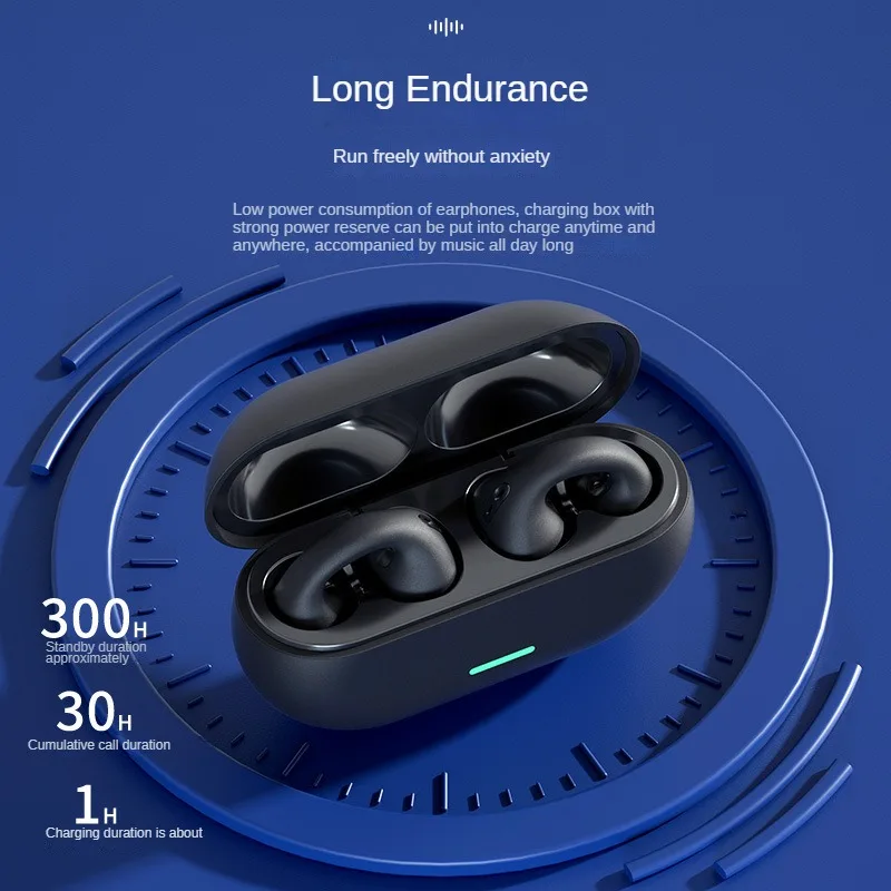 TWS Bluetooth 5.3 Wireless Bone Conduction Headphones T75 Clip Ear Music Noise Canceling Headset HD Call Sports Gaming Earphones