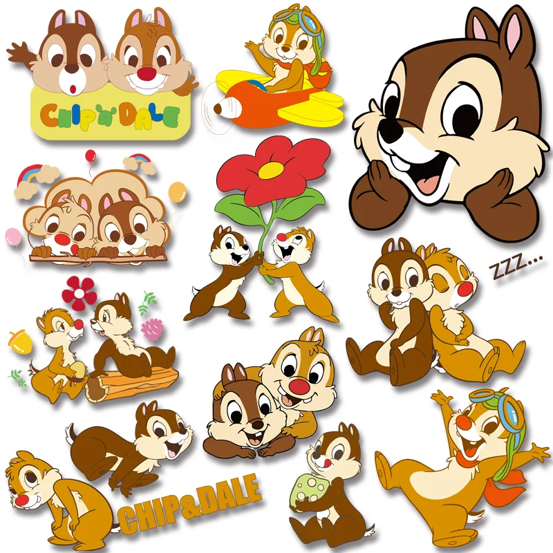 

Chip n' Dale Cartoon Characters Iron on transfers Strong viscosity Washable Heat transfer stickers Patches for Clothes