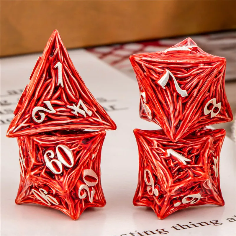 KERWELLSI Tree Root Dnd Metal Dice Set, D+D Polyhedral Dice For D dnd D Dungeon and Dragon Pathfinder Role Playing Games Dice