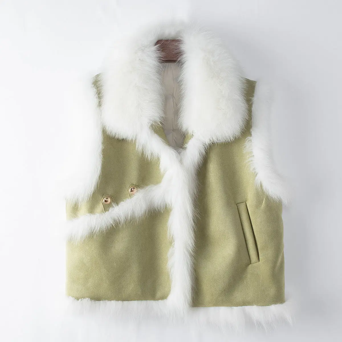 clothing for spring 2024, new fox fur, suede, fur, women's 90 duck down jacket, vest