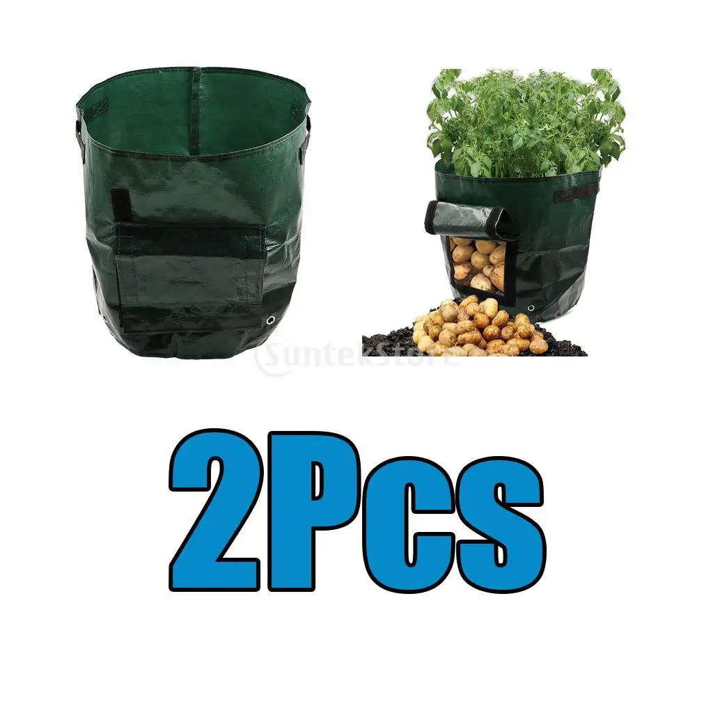 2 Plant Vegetables Potato Bags With Access Flap Sturdy Reusable